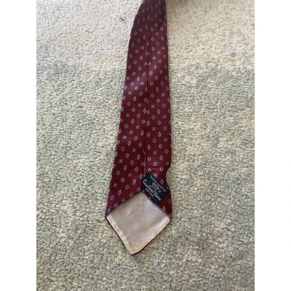 Countess Mara Sistine Satin Tie  - Red and Floral Pattern - Formal, Career, Work
